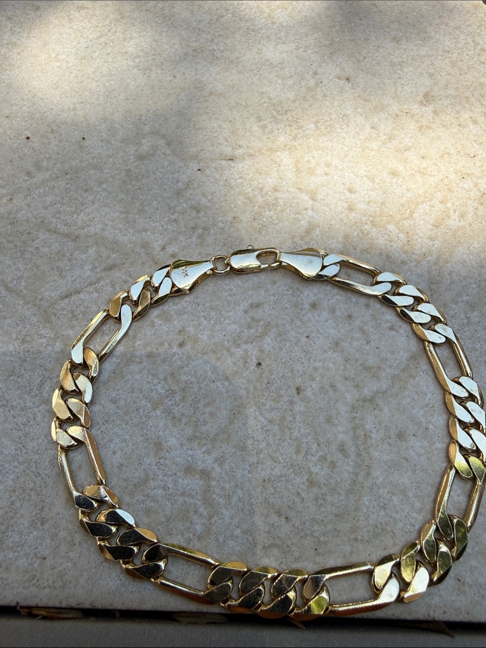 Gold Figaro Chain bracelet 14k gold plated stamped